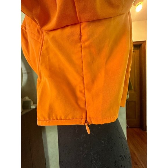 Boohoo Corset Blouse Size 12 Orange Puff Sleeves Side Zip Summer Top - Picture 3 of 5